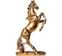 Opera d'arte in resina con cavallo in piedi, per scrivania, libreria, decorazione per casa e ufficio, influenza europea con linee estetiche raffinate (cavallo dorato)