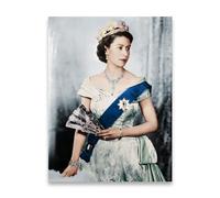 Opera d'arte moderna, poster della regina Elisabetta II, ritratto, arte murale, pittura su tela e stampe della regina Elisabetta, decorazione per la casa, immagine 40x60 cm, senza cornice.