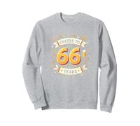 Opera d'Arte per Festeggiare Il Regalo di Compleanno Cheers to 66 Years Felpa, Unisex per Adulti, Grigio Melange, M