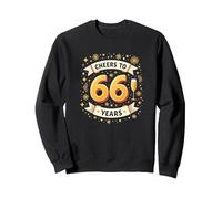 Opera d'Arte per Festeggiare Il Regalo di Compleanno Cheers to 66 Years Felpa, Unisex per Adulti, Nero, L