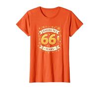 Opera d'Arte per Festeggiare Il Regalo di Compleanno Cheers to 66 Years Maglietta, Donna, Arancio, 3XL