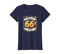 Opera d'Arte per Festeggiare Il Regalo di Compleanno Cheers to 66 Years Maglietta, Donna, Navy, 3XL