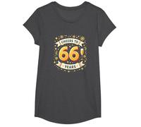 Opera d'Arte per Festeggiare Il Regalo di Compleanno Cheers to 66 Years Maglietta, Ragazze, Grigio Scuro, L