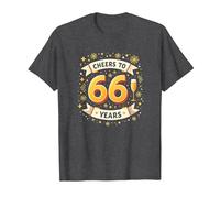 Opera d'Arte per Festeggiare Il Regalo di Compleanno Cheers to 66 Years Maglietta, Uomo, Grigio Scuro, L