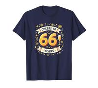 Opera d'Arte per Festeggiare Il Regalo di Compleanno Cheers to 66 Years Maglietta, Uomo, Navy, L