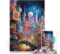 Opera d'arte psichedelica della città puzzle 1000 pezzi per adulti Giocattoli educativi per l'apprendimento Giochi per famiglie Regalo per i compleanni 38x26cm