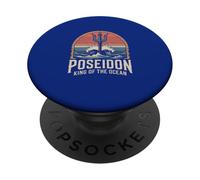 Opera d'arte retrò Poseidon King of the Ocean Trident Waves PopSockets PopGrip Adesivo
