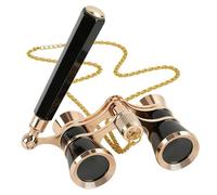 Opera Glass - Binocolo da teatro, 3 x 25 cm, compatto con manico regolabile e catena in metallo, pieghevole, per concerti musicali, teatri, case dell'opera (nero)