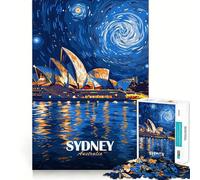 Opera House di Sydney, Arte Notturna, Puzzle da 1000 Pezzi per Adolescenti, Pensa Intelligente, Giocattolo per Momenti di Legami, Taglio Liscio, Lista dei Desideri di Babbo Natale 50x75cm