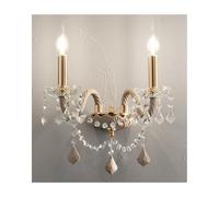 OPERA LAMPADA DA PARETE CLASSICA A DUE LUCI IN VETRO E CRISTALLO 3 COLORI CON FINITURE ORO