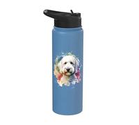 Opere d'arte acquerello cane labradoodle bianco Stainless Steel Insulated Water Bottle