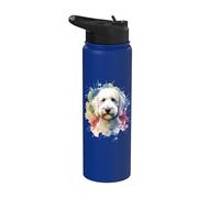 Opere d'arte acquerello cane labradoodle bianco Stainless Steel Insulated Water Bottle
