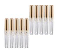 Operitacx 10 Pezzi Tubi Vuoti per Lucidalabbra, Tubetti di Rossetto Piccoli, Plastica, Oro, Corpo Trasparente, per Lip Oil e Mascara, Viaggio e Business Trip, Pennello Labbra