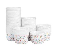 Operitacx 100 Bicchieri Di Carta a Pois Per Dessert, Gelato, Torte E Yogurt, Coppette monouso per gelato in carta, Con Rivestimento Impermeabile E Bordo Arrotolato Per Feste E Eventi
