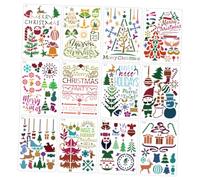 Operitacx 12pezzi Stencil Natalizi in Plastica Riutilizzabili per Pittura Disegno Modelli Fai da Te Decorazioni e Regali Natalizi Scrapbooking Timbri Motivi su Diari o Quaderni Fai da Te