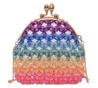 Operitacx 1pezzi Borsa Tracolla Donna Estiva in Perle Acriliche Colorate Handmade Borsa Gioiello con Perline Resistenti e Design Intagliato Leggera e Stabile per Uso Quotidiano