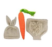 Operitacx 1Set Newborn Bunny Outfit With Crochet Carrot Photography Props For Boys And Months Shower And Easter Photoshoot