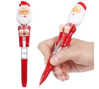 Operitacx 2 penne a LED di Natale a forma di Babbo Natale, con penna a sfera luminosa, per lo e la paura di Natale