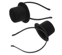 Operitacx 2 Pezzi Cerchietto Mini Cappello a Cilindro Nero in Poliestere, Stile Vintage Bowler, Design e Confortevole per Feste di Carnevale e Cosplay
