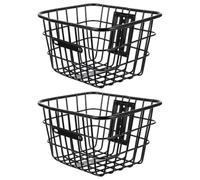 Operitacx 2 Pezzi Cesto Porta Oggetti per Bicicletta in Ferro Nero, Stabile | Uso Esterno, Installazione Semplice, Struttura Robusta, Adatto a Bici e Bicicletta, Colore Nero