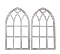 Operitacx 2 Pezzi Cornice Decorativa da Parete ad Arco in Legno Rustico Stile Cattedrale Beige, Robusta per Soggiorno, Miglioramento dello Spazio Vintage