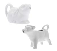 Operitacx 2 Pezzi Milk Container And Sauce Holder in White Ceramic, Animal Shape Design, Suitable For Dining And Coffee Use