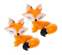 Operitacx 2 Pezzi Miniature Fox Figurines in Glass Small Animal Sculptures For Fairy Garden Desk Shelf Decoration Cute Cartoon Collectible Ornaments
