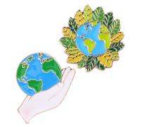 Operitacx 2 Pezzi Spilla Smaltata a Tema Terra in Lega Resistente, Accessorio Creativo per Cappelli e Astucci, per Promuovere la Consapevolezza Ambientale