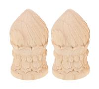 Operitacx 2 Pezzi Terminali per Bastoni in Legno Intagliato Beige, Decorazioni Eleganti per Colonne della Scala e Mobili, Finiture Artistiche e Classiche per Ambienti Interni