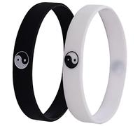 Operitacx 2 Pz Bracciale Tai Chi Braccialetto Feng Shui Braccialetti Coordinati Braccialetto Taoismo Braccialetto in Silicone Yang Braccialetti Cinesi Gel Di Silice Fascino Uomo Gioielleria