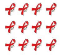 Operitacx 25 Pezzi Spille Nastro Rosso per Consapevolezza Benessere in Lega di Zinco, Design Elegante e Versatile per Zaini e Giacche in Campagne di Prevenzione