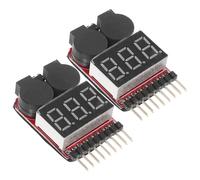 Operitacx 2Pezzi Tester Tensione Batteria Lipo con Allarme Bassa Tensione Monitor Controllo per Batterie Compatto e Portatile per Uso Versatile
