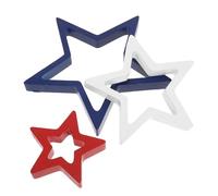 Operitacx 3 Pezzi Decorazioni in Legno a Forma di Stella Traforata a Tre Colori Rosso Bianco Blu per Giorno Dell'indipendenza, Centrotavola Vintage per Feste e Decorazioni la Casa