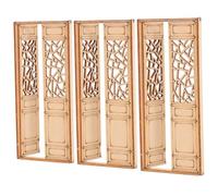 Operitacx 3 Pezzi Miniature Wooden Dollhouse Doors Beige Double Hollow Design Inspired By Traditional Chinese Hui Architecture Durable Craft For Interior Model And Creative Play