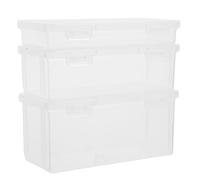 Operitacx 3 pezzi Scatole Trasparenti Impilabili con Contenitori Stoccaggio per Cancelleria e Articoli da Ufficio Design Robusto e Facile da