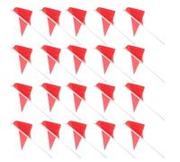 Operitacx 30 Pezzi Piccole Bandiere Triangolari Rosse su Bastoncino, | Poliestere e Legno, Uso Interno ed Esterno, Formato 11, 8x8, 3 Pollici, per Pubblico