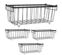 Operitacx 4 pezzi Cestini Organizer per Congelatore in Ferro Robusto con Manici Contenitori Impilabili per Freezer e Frigorifero Resistente per Alimenti Verdure e Frutta Adatti Congelatori