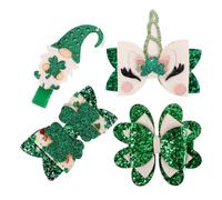 Operitacx 4 Pezzi Mollettine Chioma Bambina a Forma di Trifoglio per San Patrizio, Lega di Zinco e Tessuto, Leggere e Resistenti, Accessori Chioma Adorabili per Feste