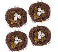Operitacx 4 Set Nido Artificiale Uova, Rattan e Schiuma per Decorazioni | Oggetto Rotondo per Fotografi e Artigiani, Facile da Posare, per Esposizioni Natalizie e Mostre Creative