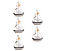 Operitacx 5 Pezzi Barca a Vela Mediterranea in Legno per Tavolo Decorativo | Dettagli Realistici, Stile Costiero e Charme , per Bagno e Casa, Oggetto Artigianale Durevole