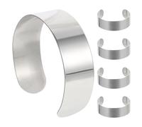 Operitacx 5Pcs Bracelet Blanks, 20mm Stainless Steel Bangle Blanks, Engraving Metal Stamp Bracelet Blanks for Jewelry Making DIY Crafts