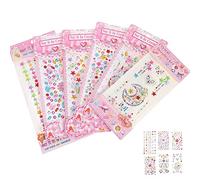 Operitacx 6 Fogli Occhi Viso Corpo Gemme Gioielli Strass Adesivi Temporanei Per Nail Art Per Per Donne Adesivi Autoadesivi Per Il Viso Con Diamanti In Cristallo Per Bambine