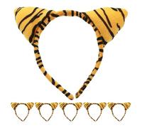Operitacx 6 Pezzi Fascia per Chioma a Forma di Tigre Regolabile, Cerchietto Orecchie da Tigre per Costume da Festa a Tema Animali, Accessori Cosplay per Spettacoli e Feste Halloween e