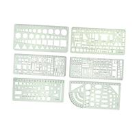 Operitacx 6pezzi Righello Geometrico in Plastica Verde Strumento di Misurazione per Scuola e Ufficio Include Modelli da Disegno Design Vari per Cerchi Ellissi e Quadrati