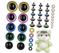 Operitacx 80 Pezzi Occhi Sicurezza per Peluche in Plastica Realistica con Rondelle Occhi per Cucito e Progetti DIY Animali Morbidi Resistente AI Graffi Confezione Bulk per Artigiani