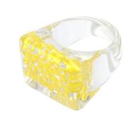 Operitacx Anello Gioiello Unico e Stiloso da Dito Anello Largo Donna Giallo in Resina e Plastica di Moda Accessorio per Selfie e Decorazione Costume