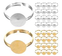 Operitacx Base ad Anello Piatto Regolabile in Metallo 40 Pezzi per Creazione di Anelli Fai da Te e Accessori Gioielli per Adulti Colore Casuale
