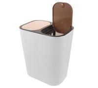 Operitacx Bidone della Spazzatura Doppio Scomparto Coperchio Scorrevole in Plastica per Cucina e Bagno Contenitore per Raccolta Differenziata Rifiuti Umidi e Secchi Compatto per Casa e