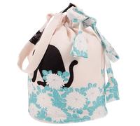 Operitacx Borsa Coulisse Giapponese Stile Kimono da Donna, Sacchetto Portatile per Telefono e Chiavi, Leggera e Capiente per Uso Quotidiano, Regalo Amici e Studentesse, Design Gatto Nero