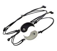 Operitacx Bracciale in Lega e Corda Intrecciata Abbinato Yin Yang per Regolabile, Si al Buio, per e Cerimonie di